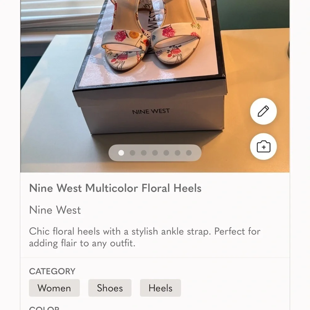 Nine West White and Pink Floral Heels